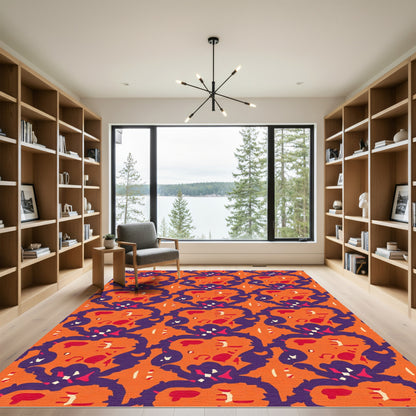 Bold Orange Purple Abstract Heart Rug