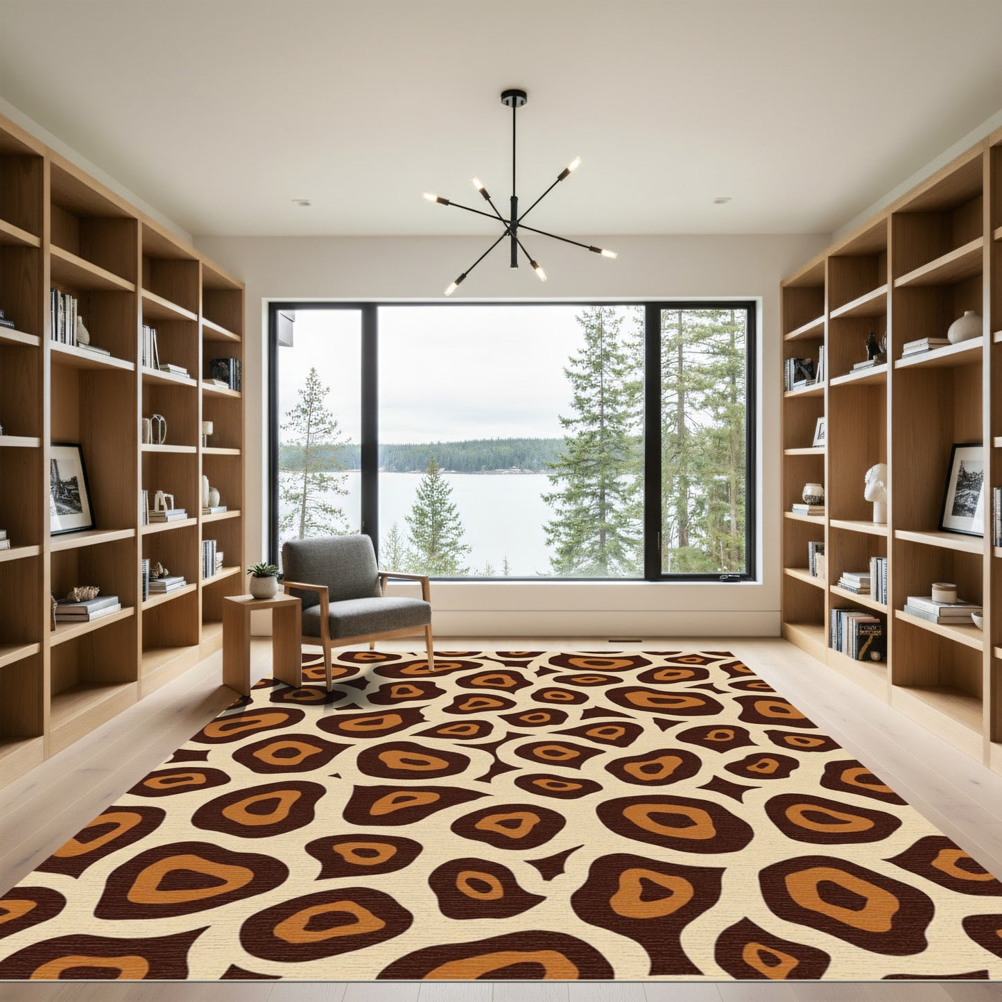 Tawny Brown Animal Print Circles Rug