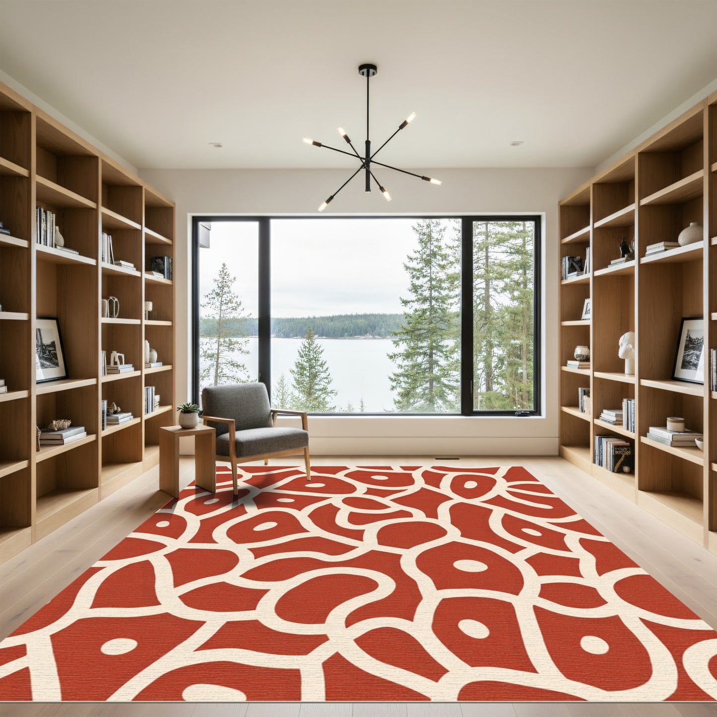 Terracotta Organic Abstract Shapes Rug