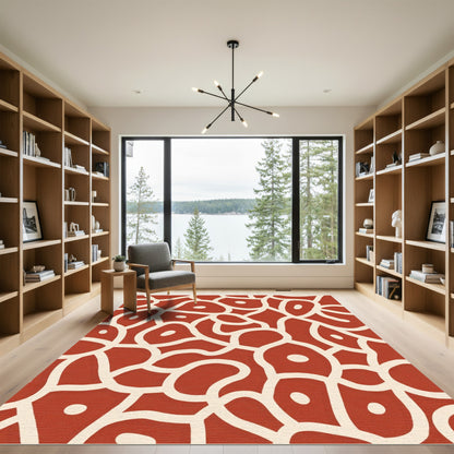 Terracotta Organic Abstract Shapes Rug
