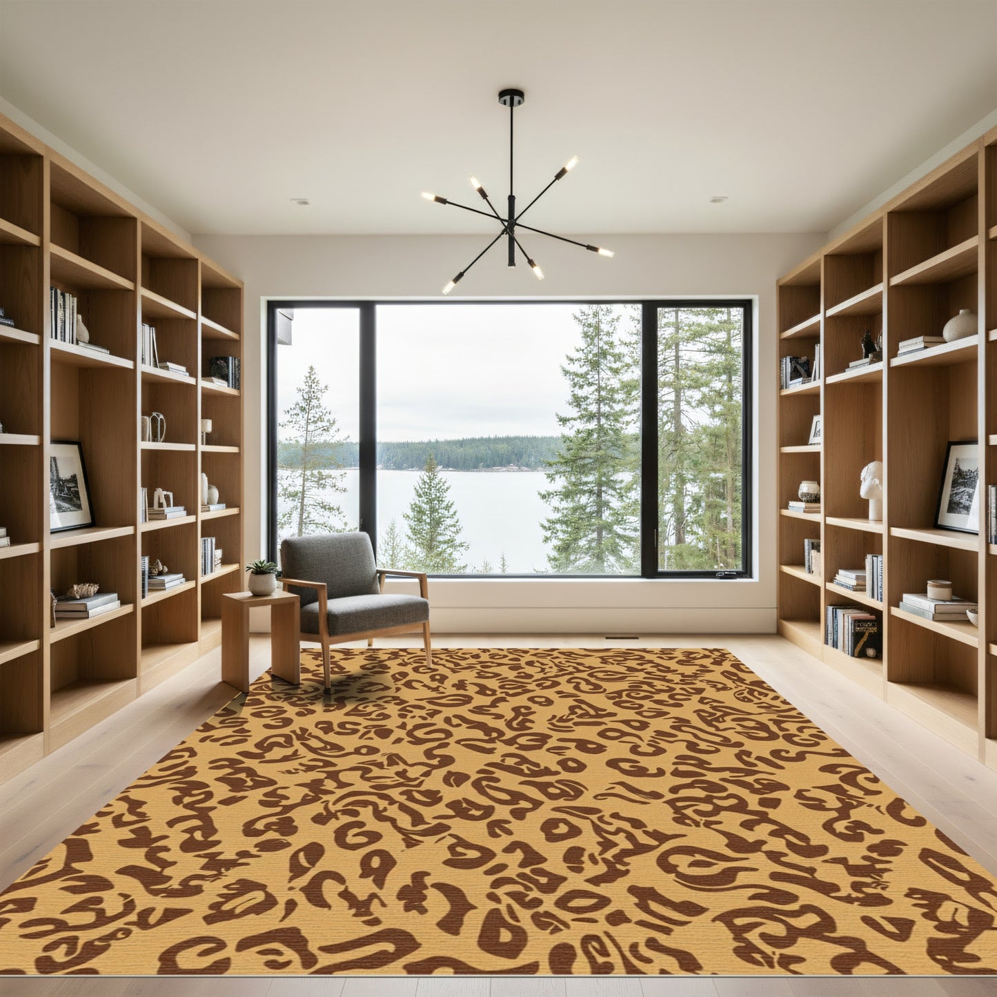 Tan Brown Abstract Spots Rug