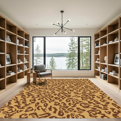 Tan Brown Abstract Spots Rug