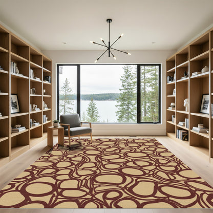 Earthy Brown Organic Abstract Flow Rug
