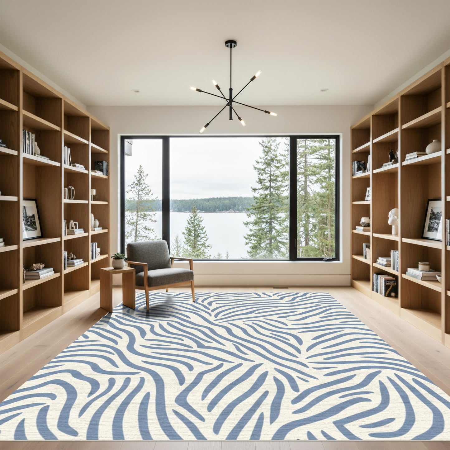 Blue Stripe Organic Abstract Rug