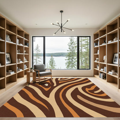 Earthy Organic Swirl Stripes Rug