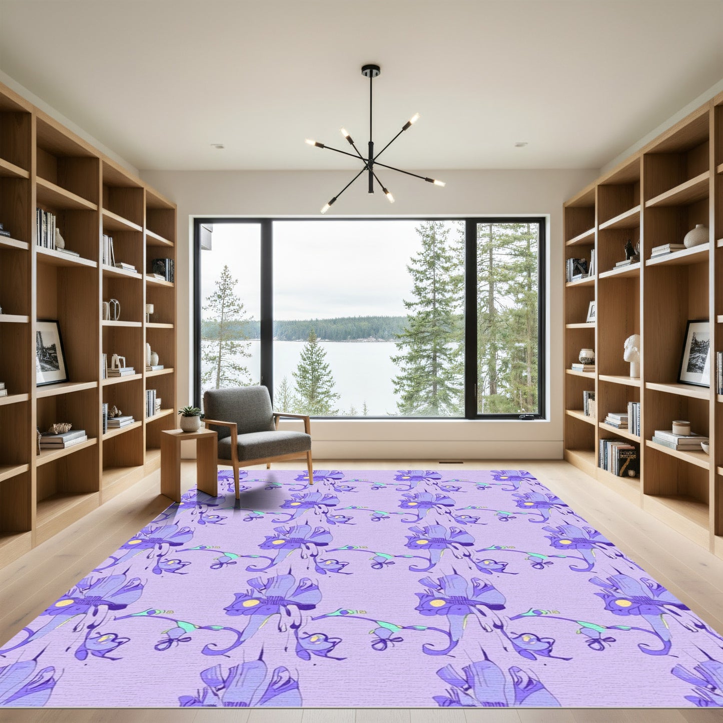 Whimsical Purple Floral Branch Rug