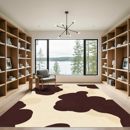 Brown Cream Abstract Splatter Rug