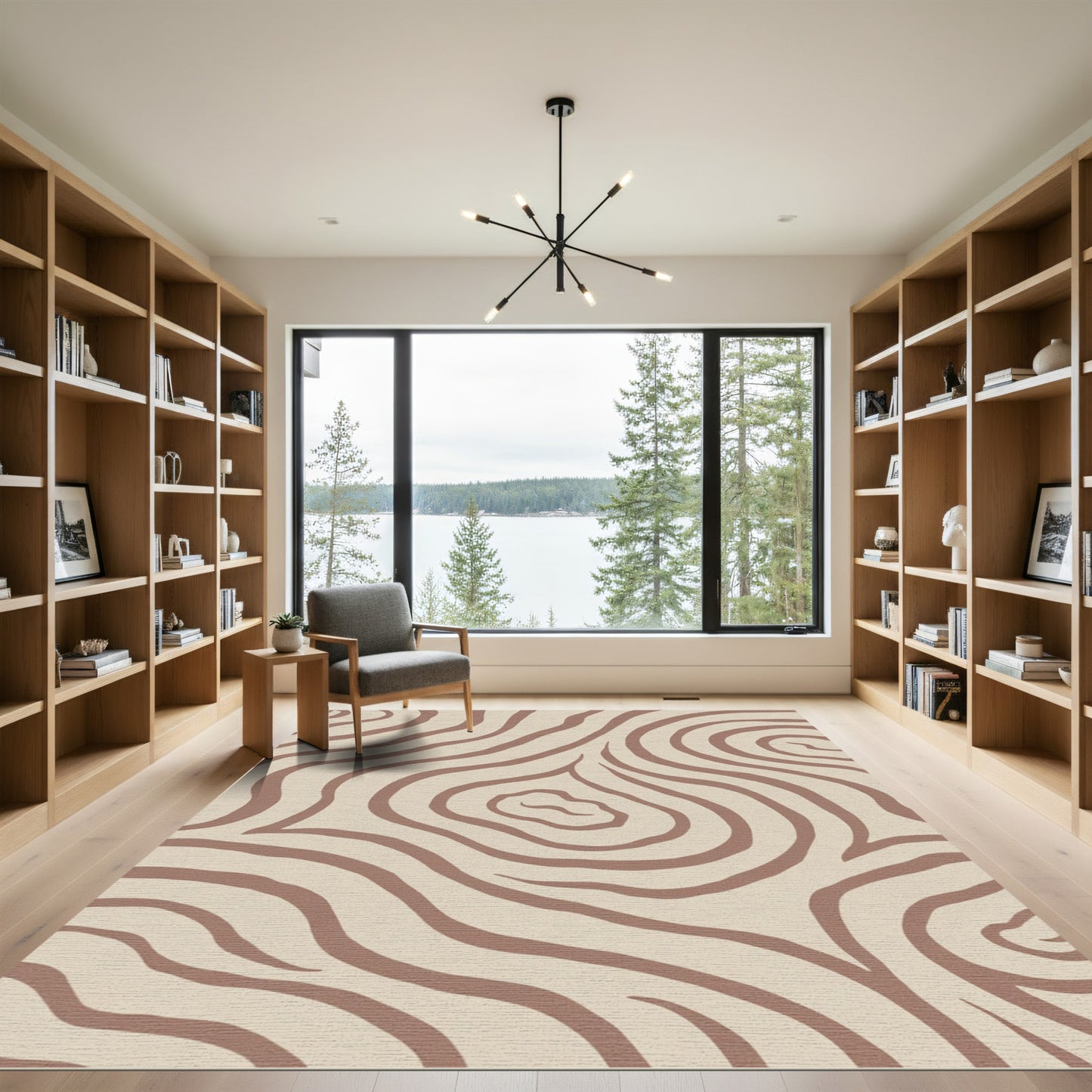 Beige Brown Wavy Stripes Rug