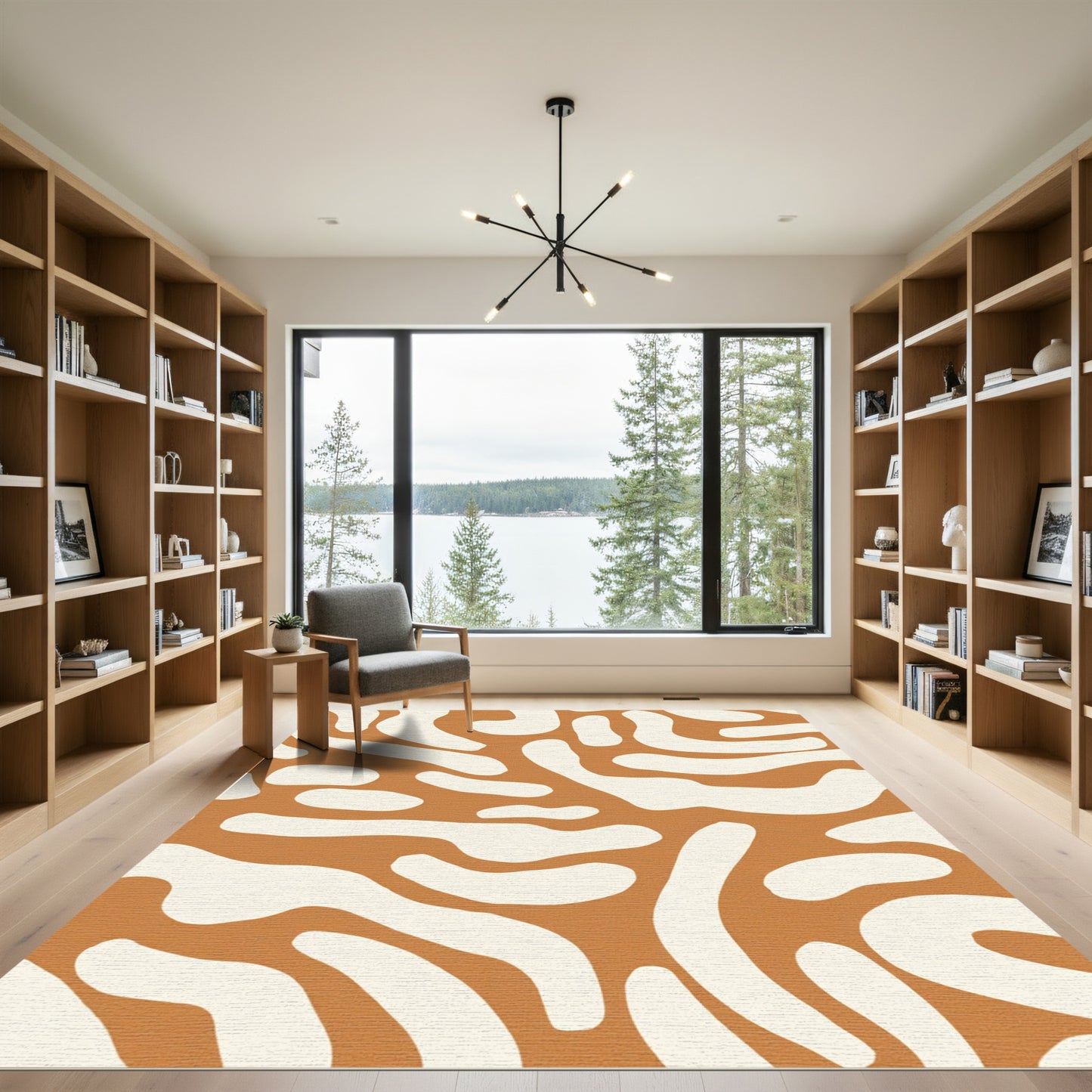 Terracotta Cream Organic Amoeba Rug