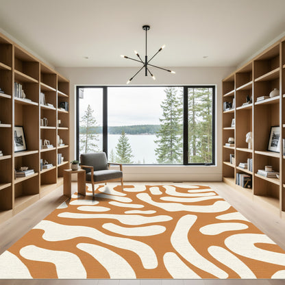 Terracotta Cream Organic Amoeba Rug