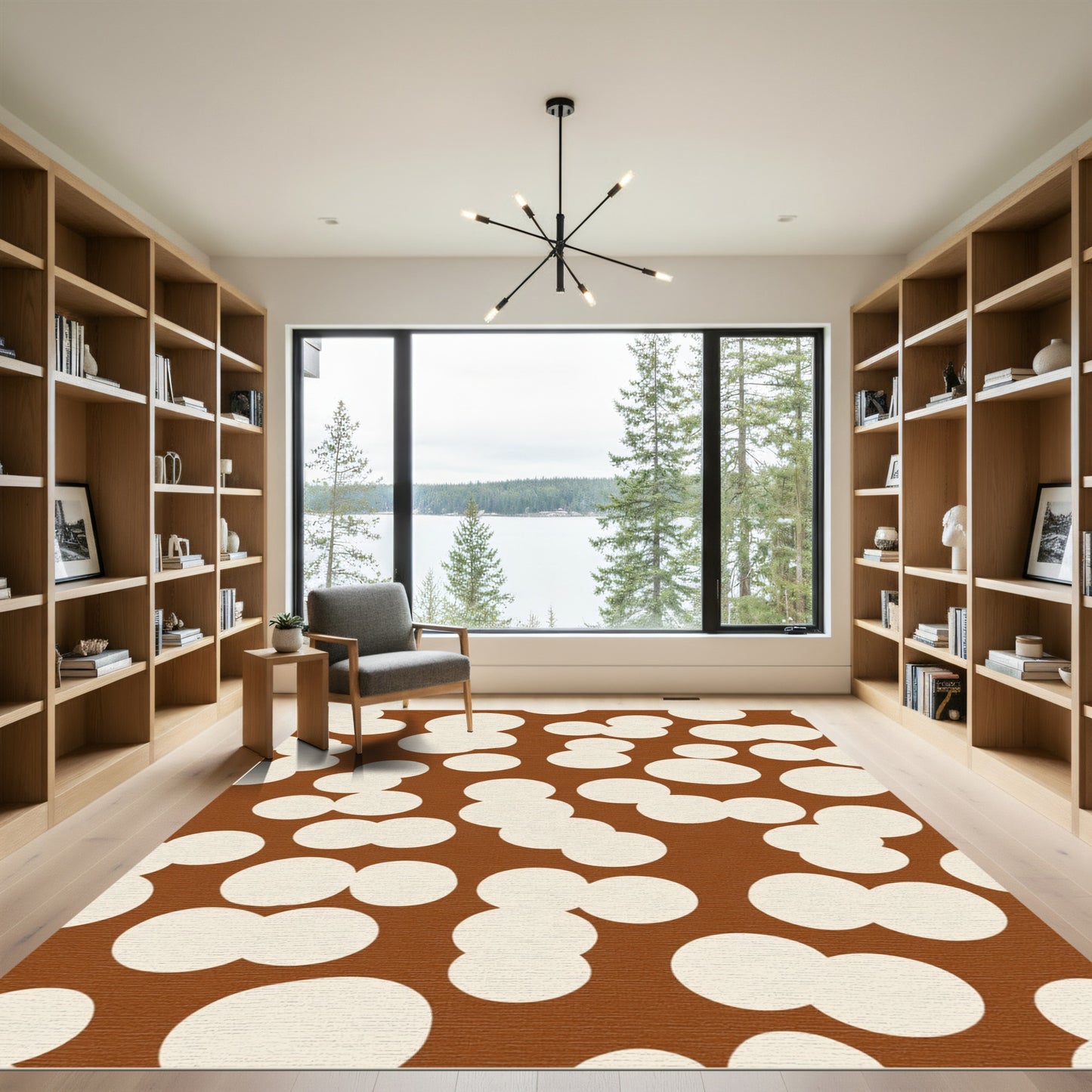 Brown Cream Blob Cloud Cluster Rug