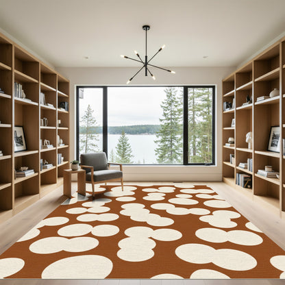 Brown Cream Blob Cloud Cluster Rug
