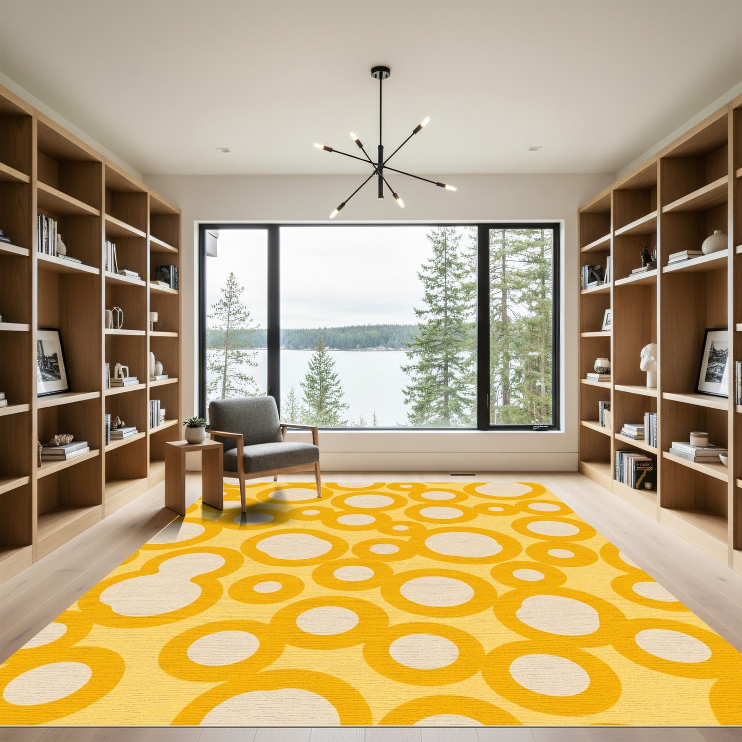 Golden Marigold Interlocking Circles Rug