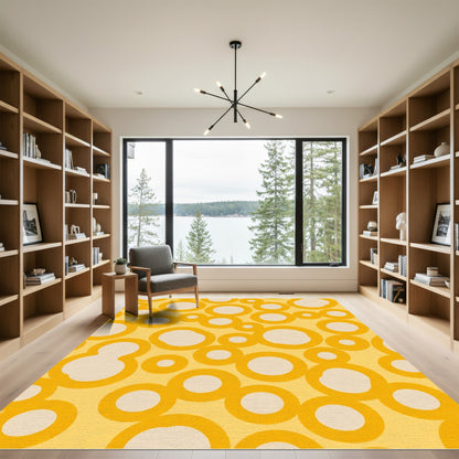 Golden Marigold Interlocking Circles Rug