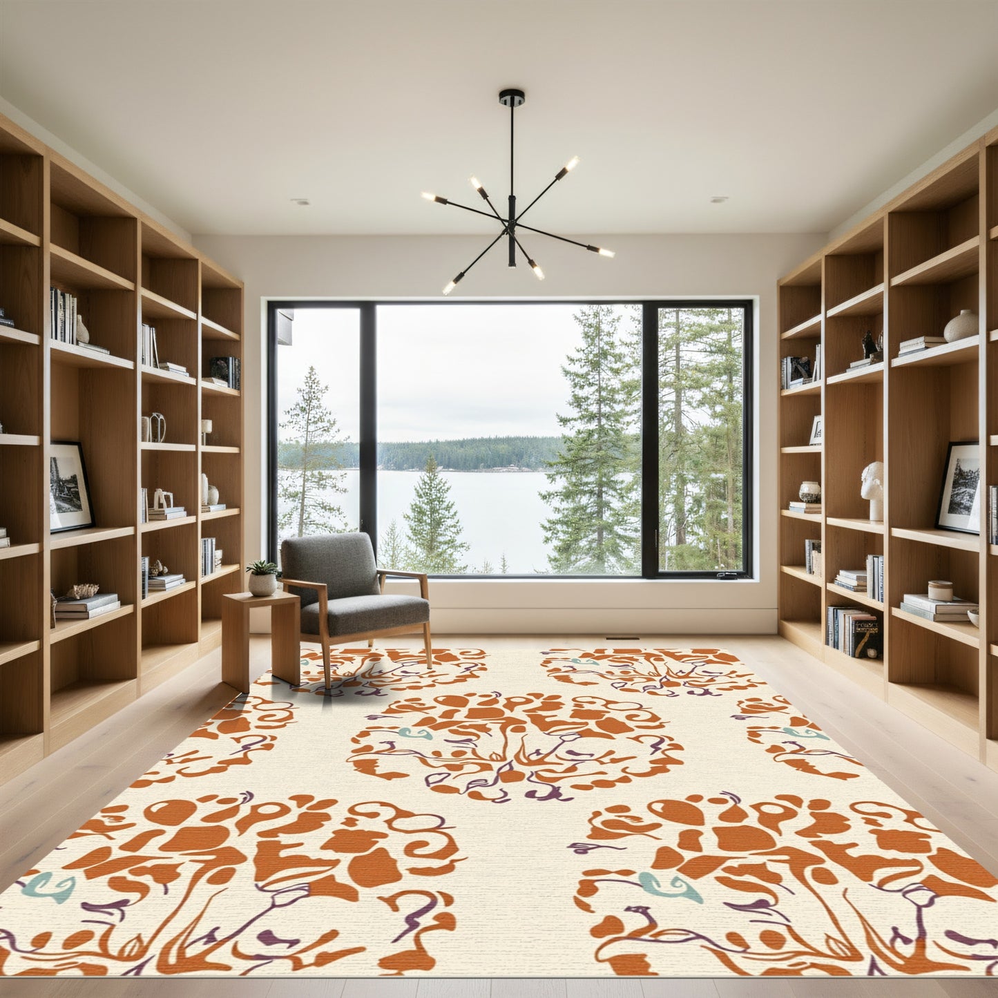 Terra Cotta Abstract Organic Medallions Rug