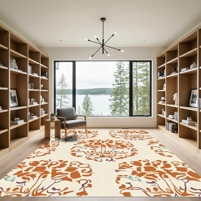 Terra Cotta Abstract Organic Medallions Rug