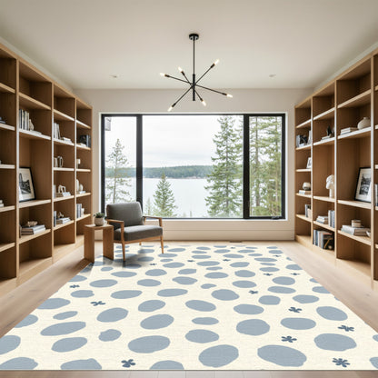 Soft Blue Speckle Floral Accent Rug