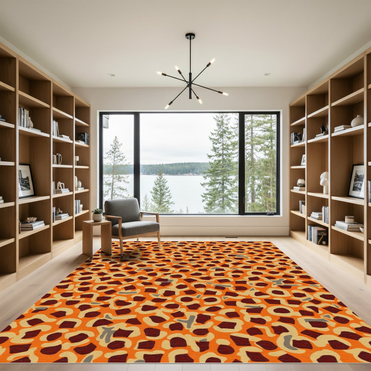 Abstract Crimson Leopard Spots Rug