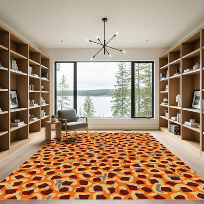 Abstract Crimson Leopard Spots Rug