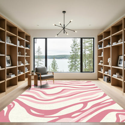 Soft Pink Wavy Stripes Rug