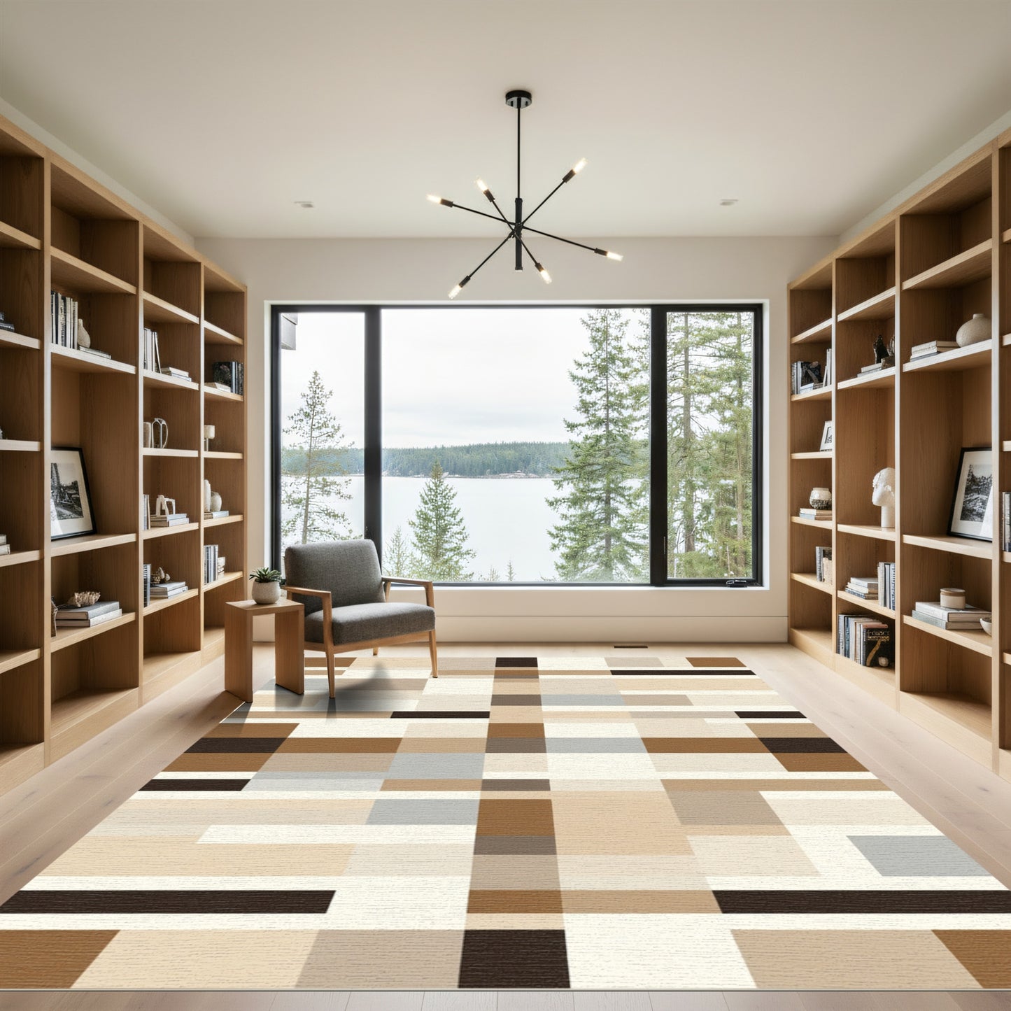 Woodland Tones Geometric Blocks Rug