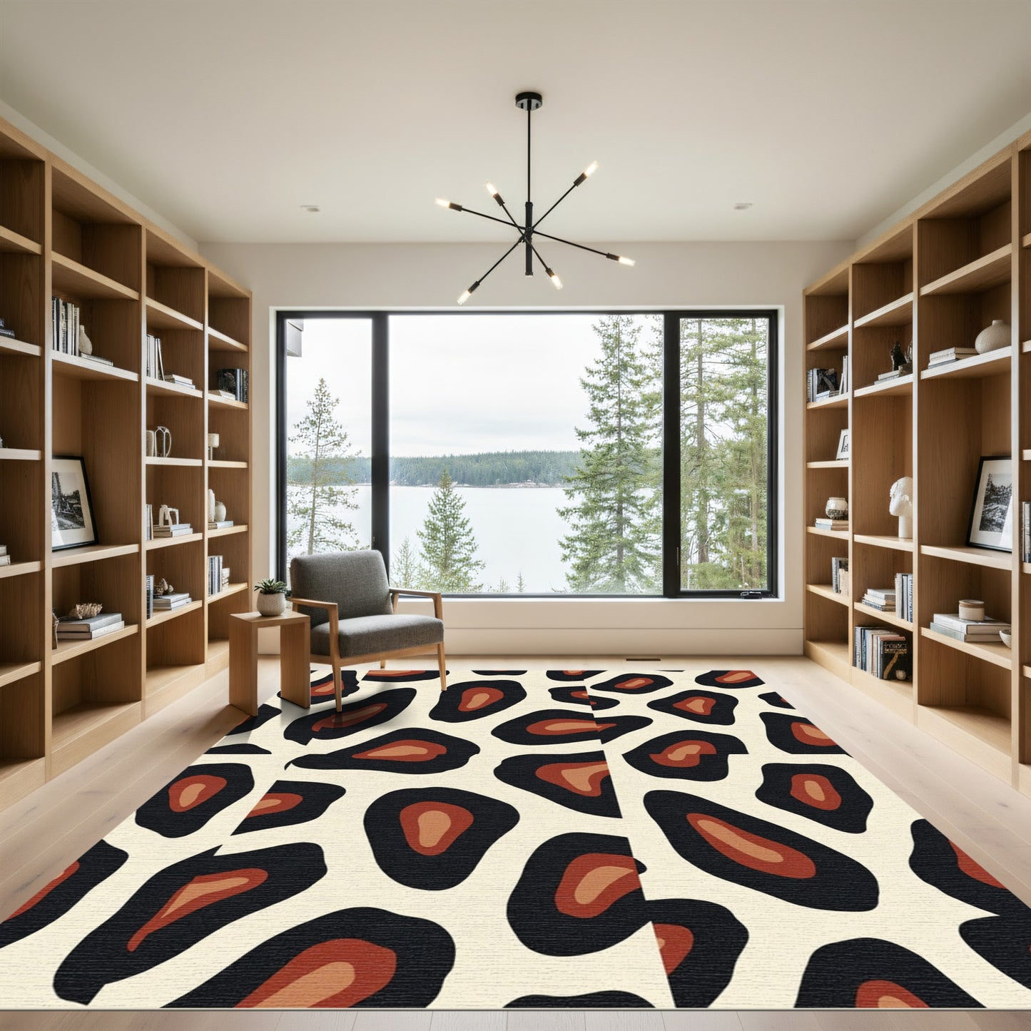 Brown Black Spots Abstract Shapes Rug