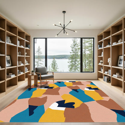 Abstract Geometric Forms Earthy Tones Rug