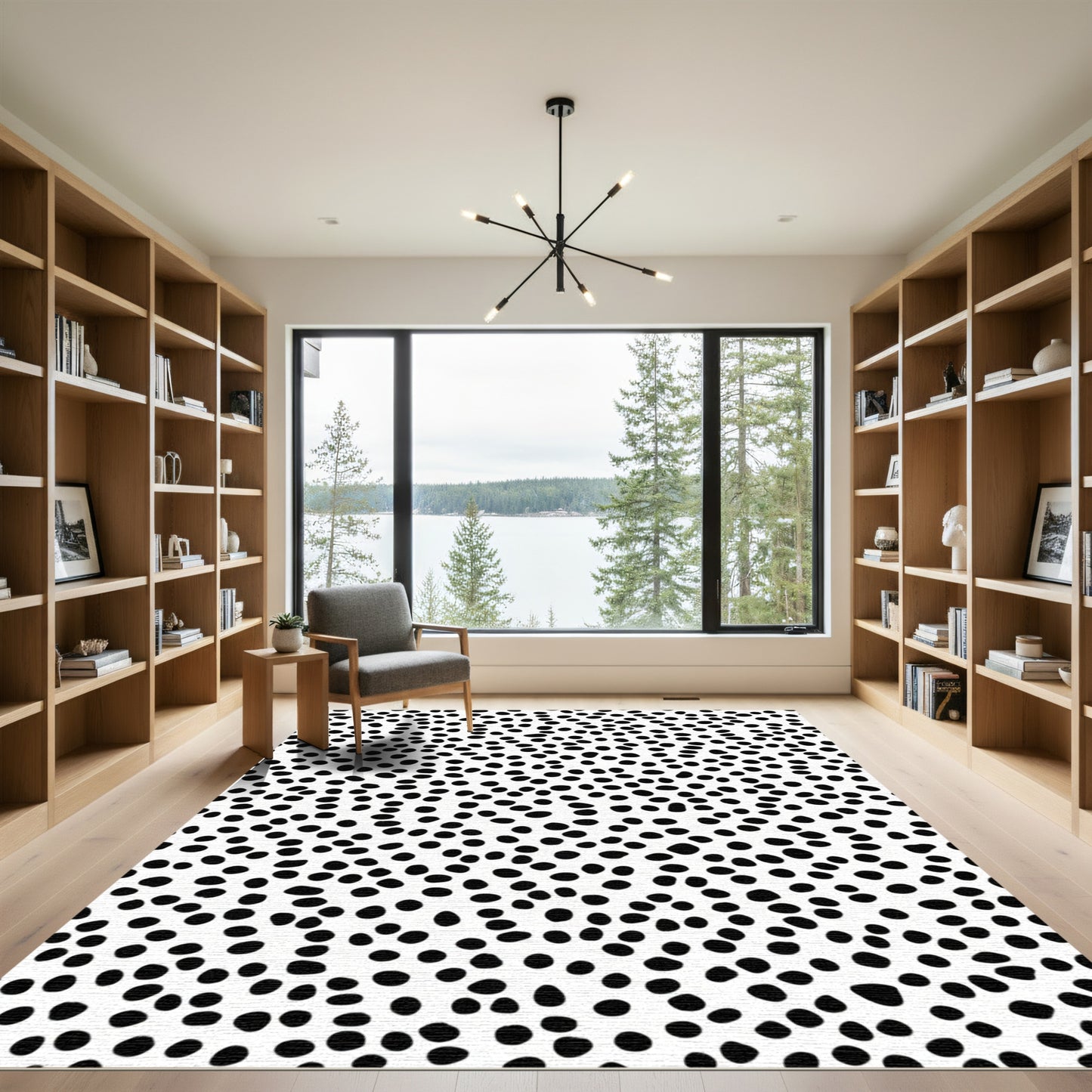 Black White Dotted Abstract Background Rug