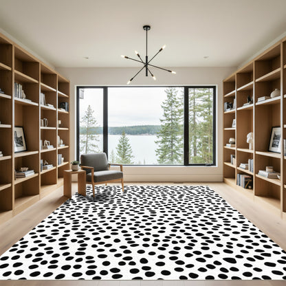 Black White Dotted Abstract Background Rug