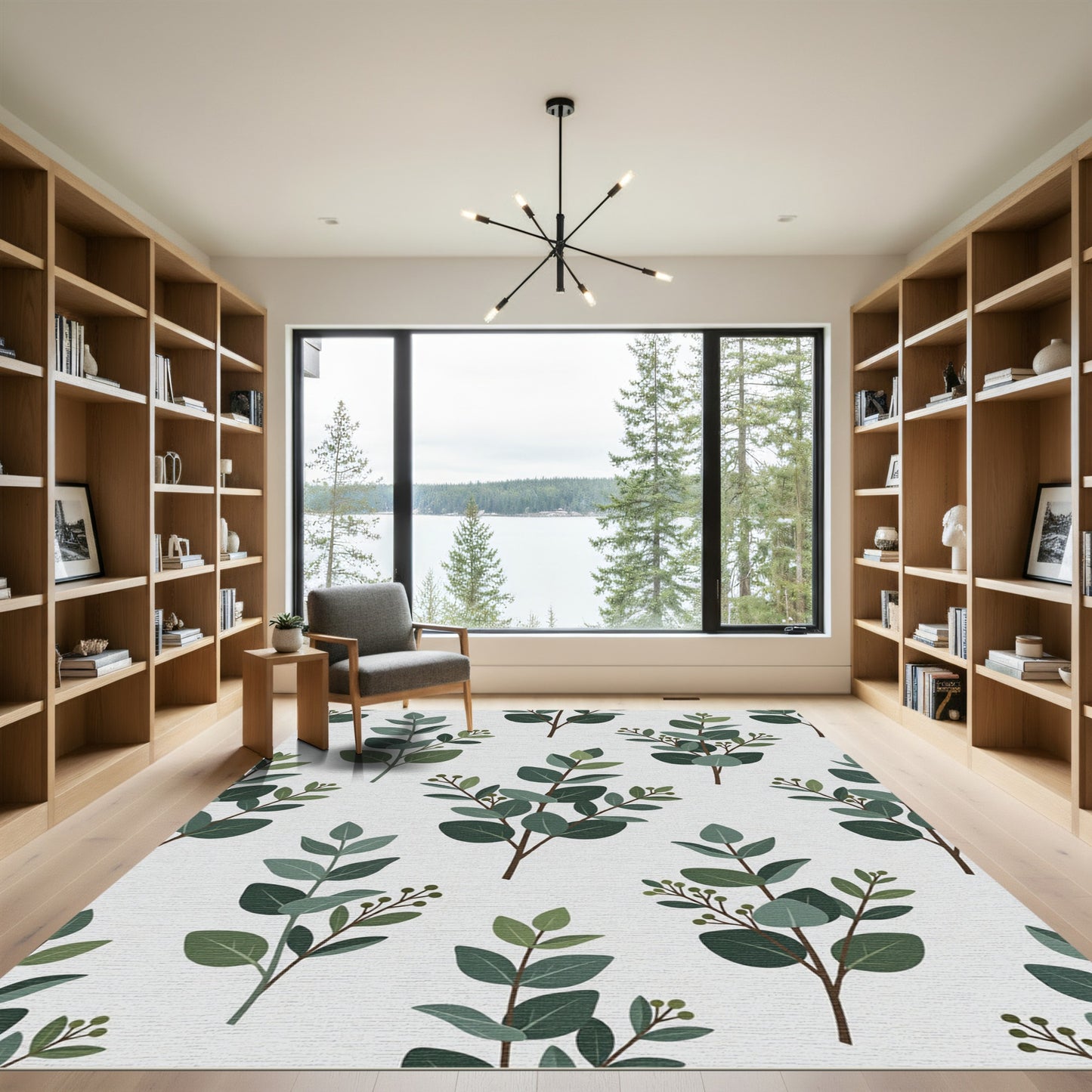 Eucalyptus Leaf Sprigs on White Rug