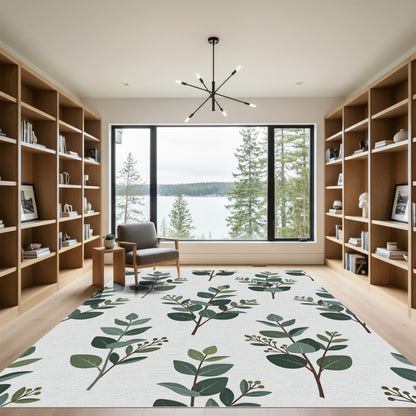 Eucalyptus Leaf Sprigs on White Rug