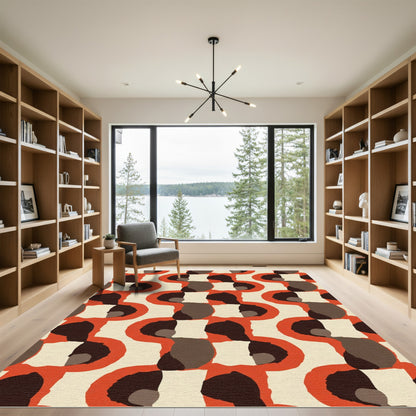 Retro Burnt Orange Abstract Shapes Rug