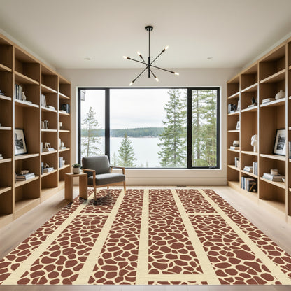 Tan Giraffe Print Vertical Stripe Rug