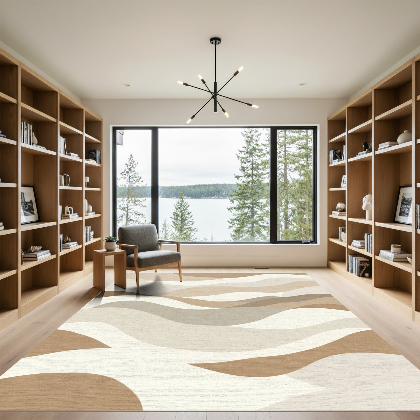 Earthy Pastel Landscape Waves Rug
