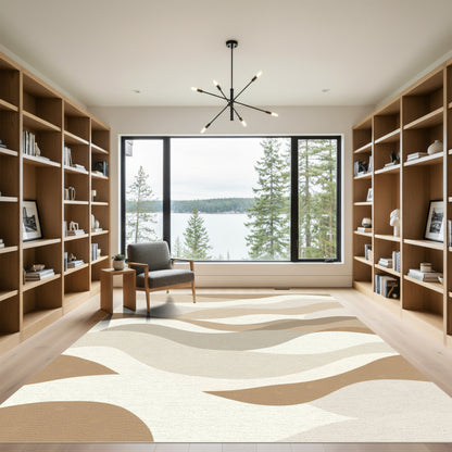 Earthy Pastel Landscape Waves Rug