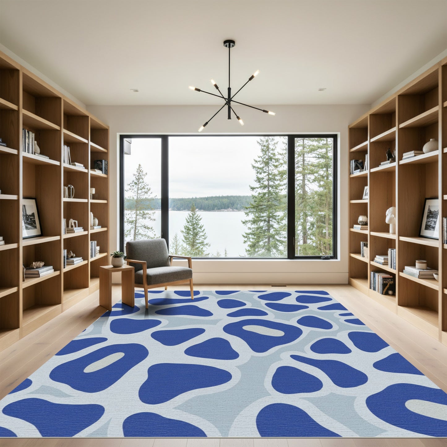 Abstract Cobalt Organic Shape Rug