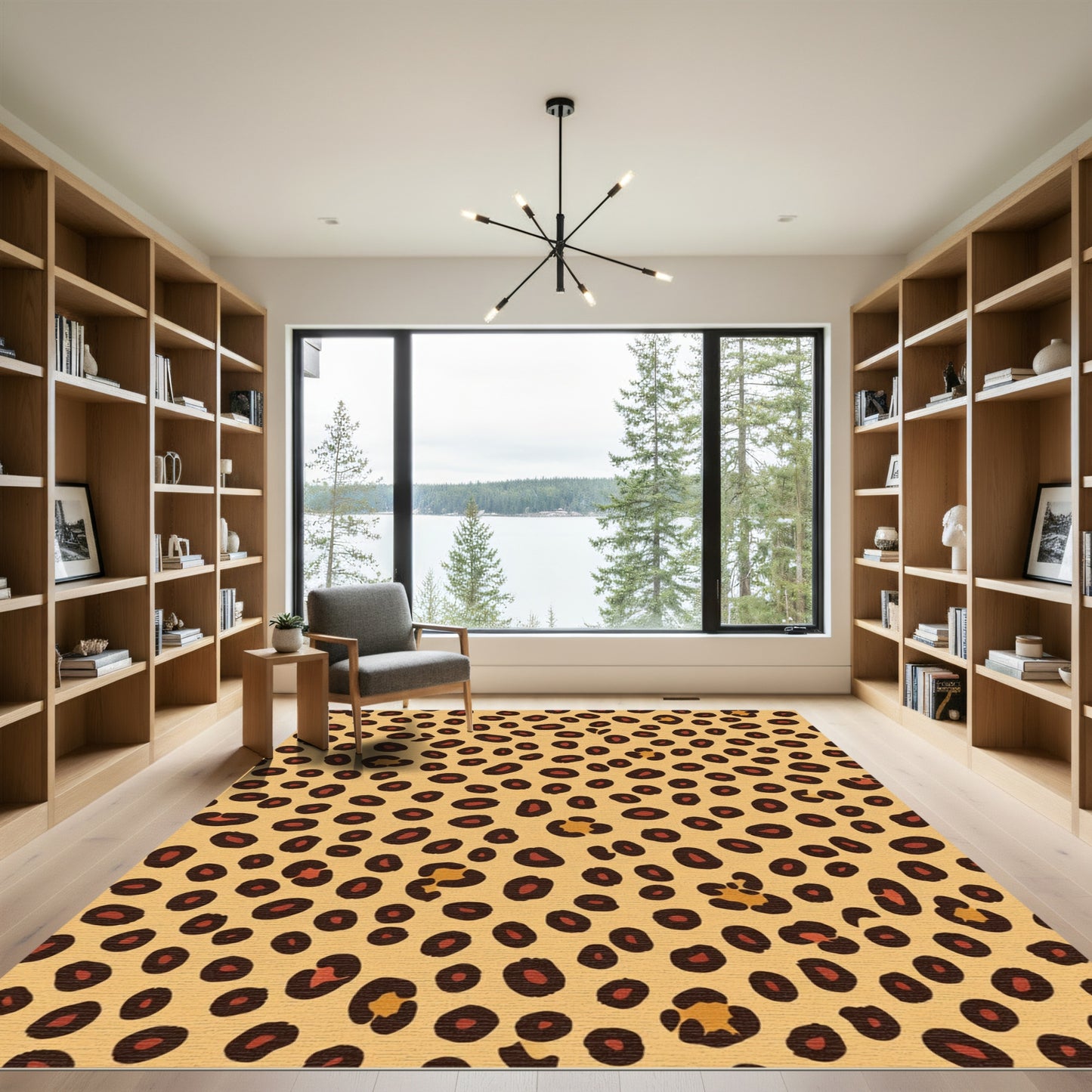 Golden Brown Leopard Spots Rug