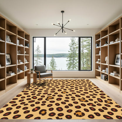 Golden Brown Leopard Spots Rug