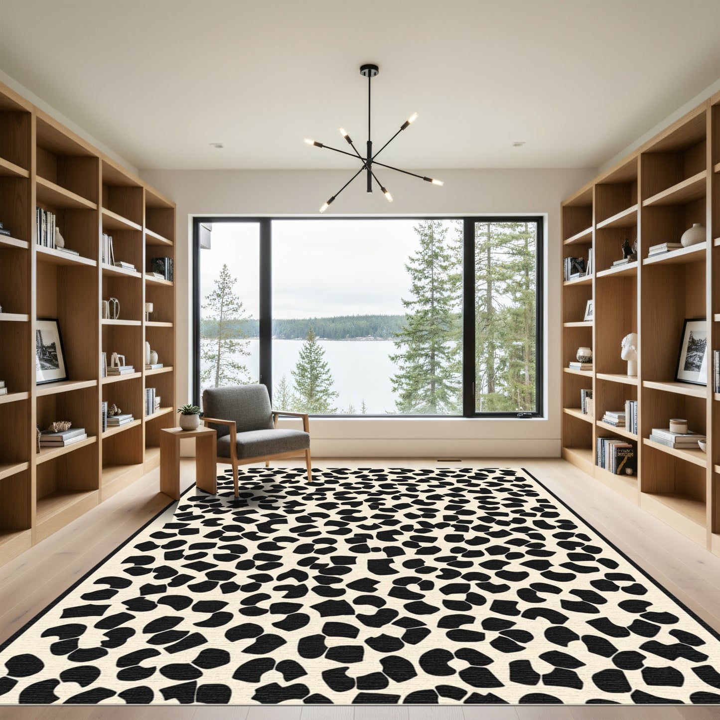 Cream Black Spotted Overlay Rug
