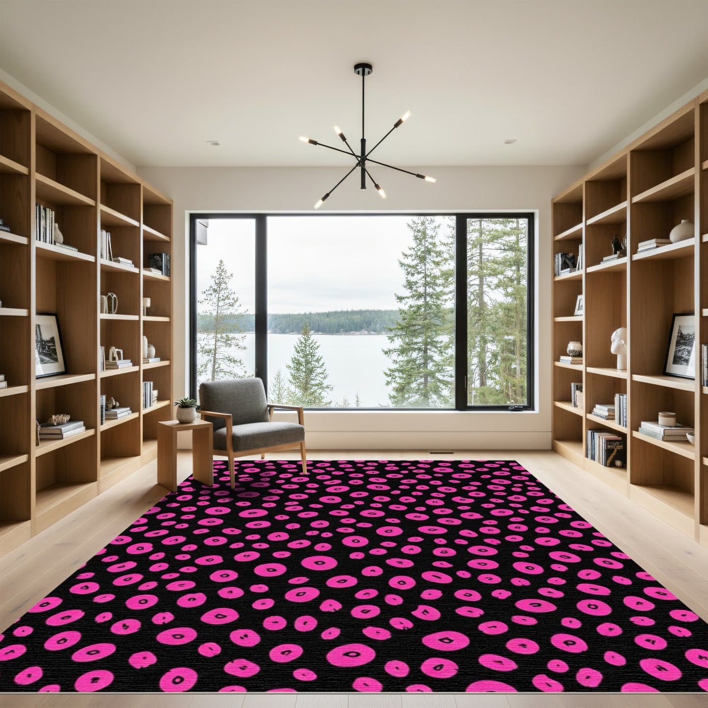 Hot Pink Abstract Circles Rug