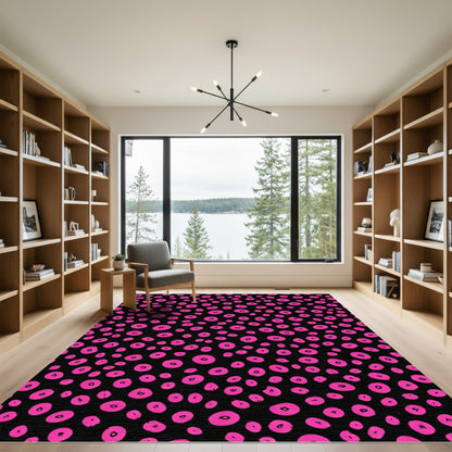Hot Pink Abstract Circles Rug