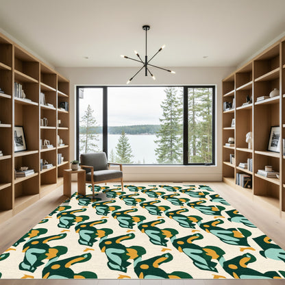 Abstract Emerald Teal Amber Swirl Rug