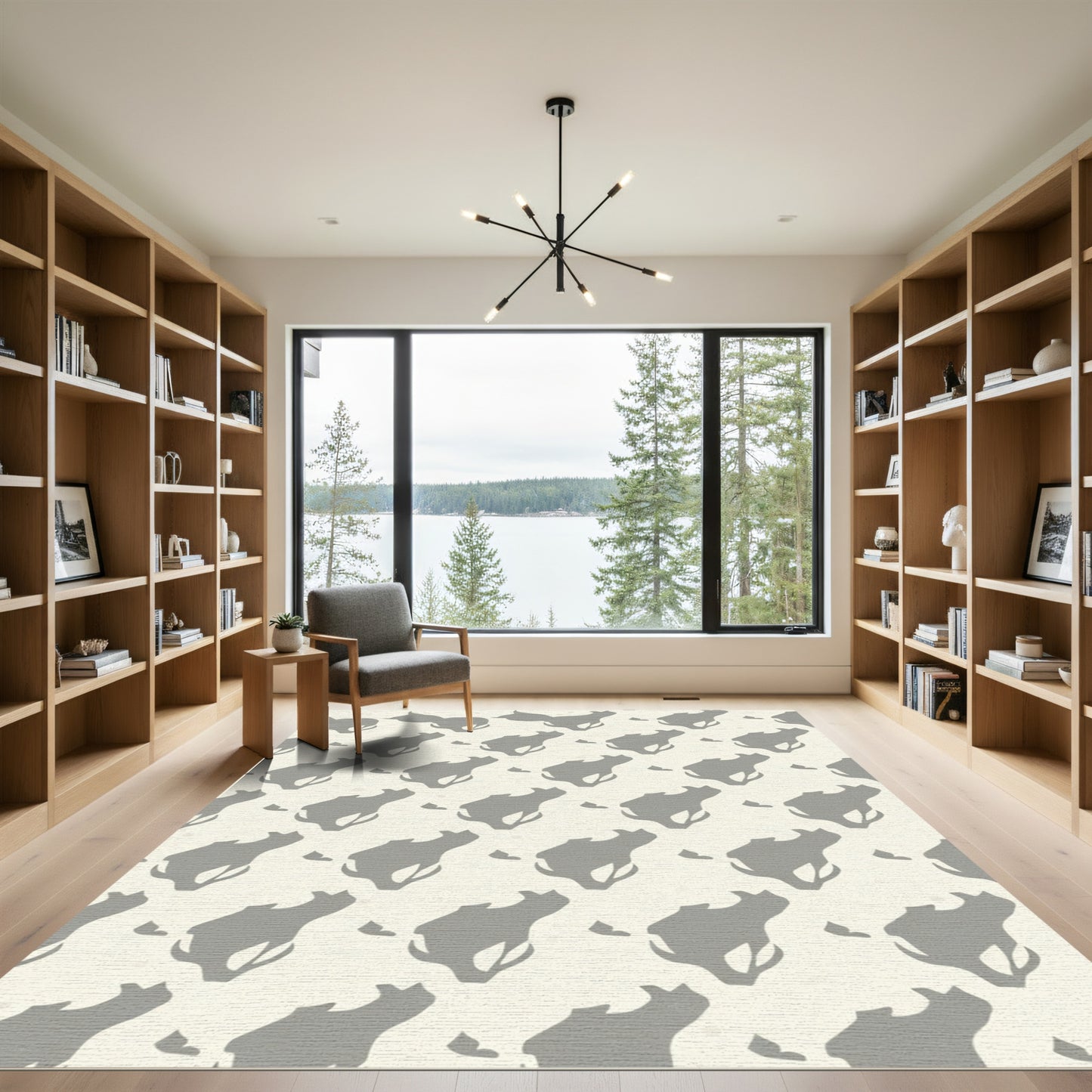 Gray Abstract Floral Repeating Rug