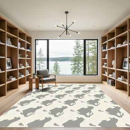 Gray Abstract Floral Repeating Rug