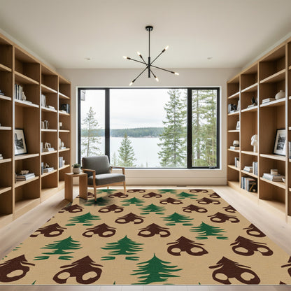 Retro Pine Tree Forest Duo Rug