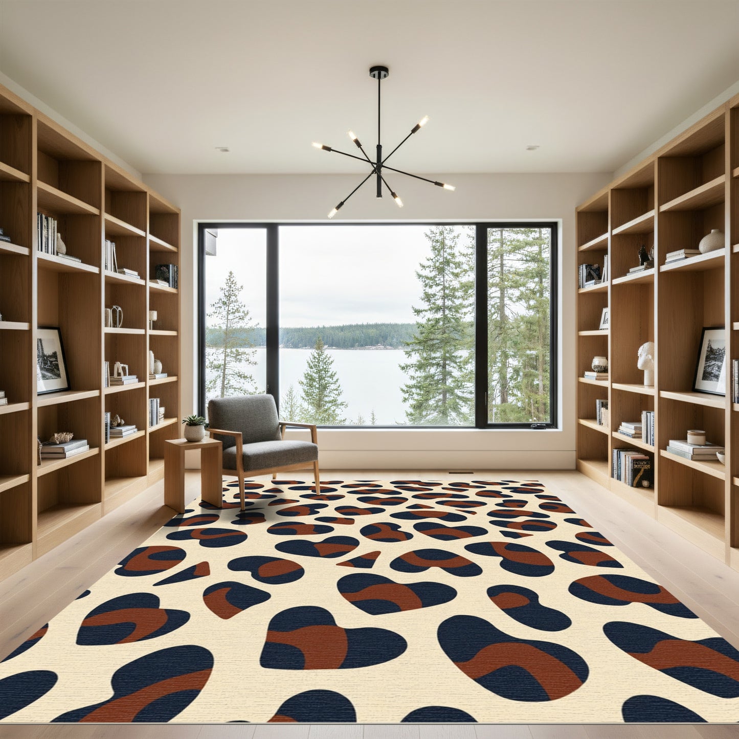 Dark Brown Heart Shaped Spots Rug