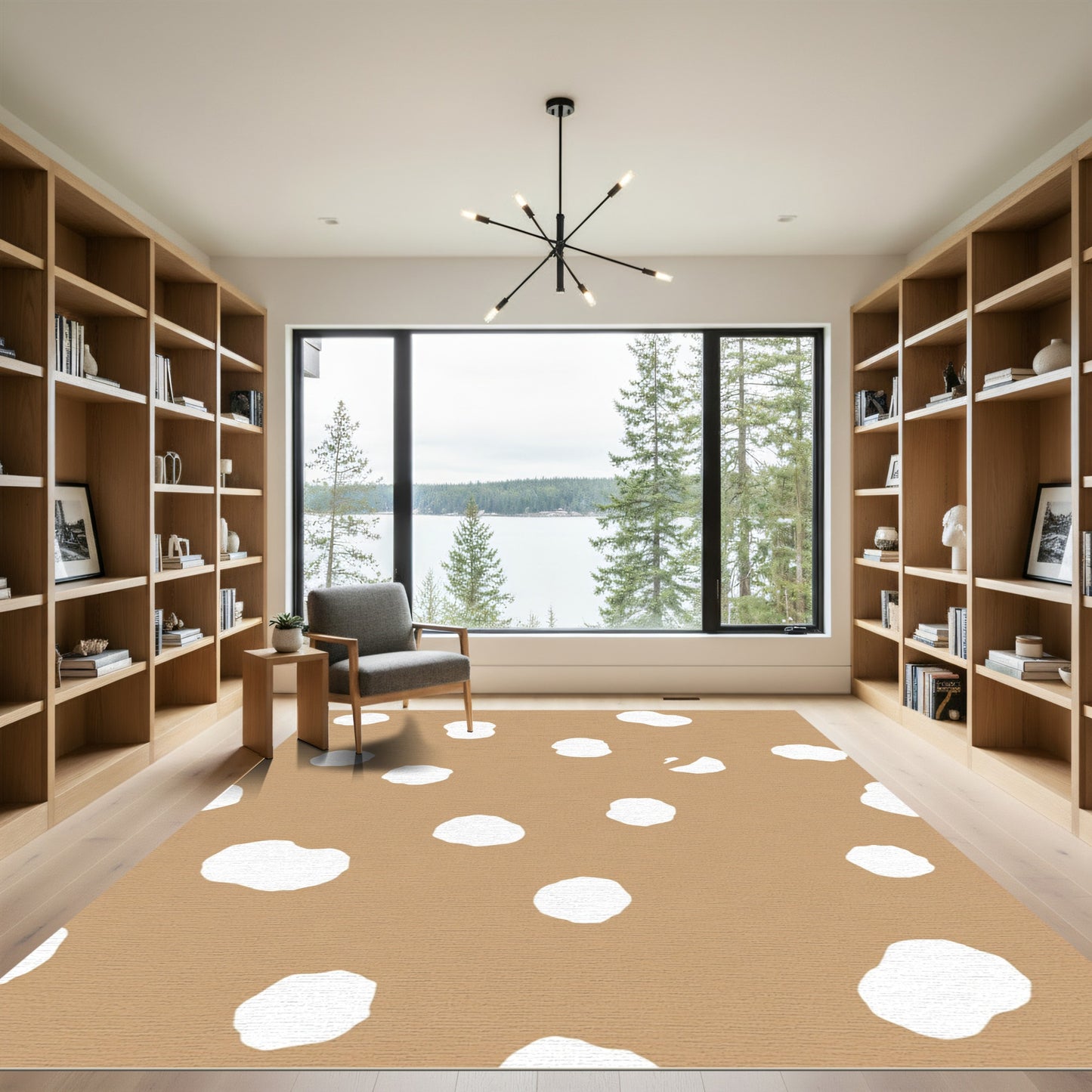 Tan White Organic Dot Arrangement Rug
