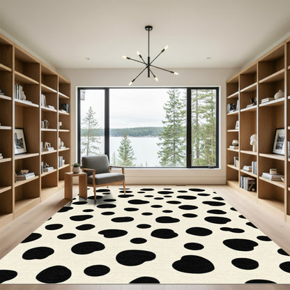Cream Black Spotted Irregular Scatter Rug