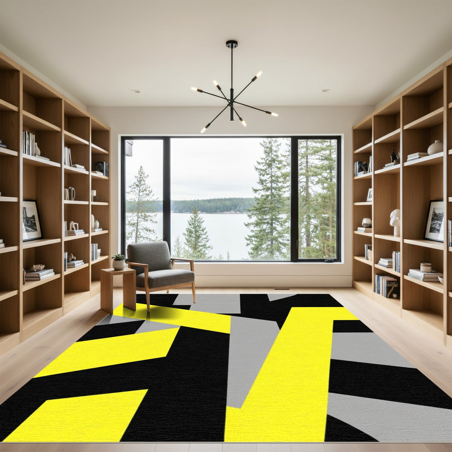 Bold Yellow Gray Geometric Shapes Rug