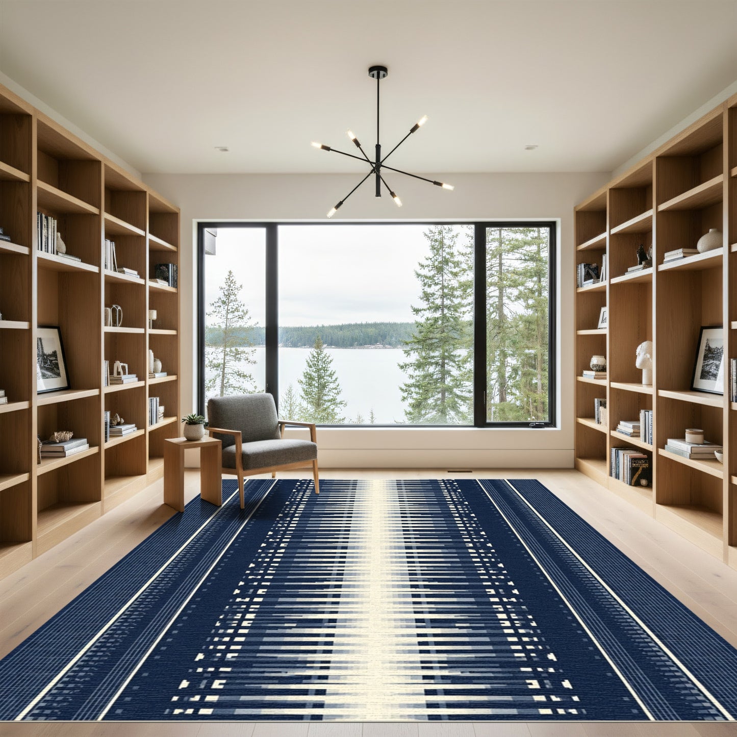 Bold Indigo Gradient Stripe Rug